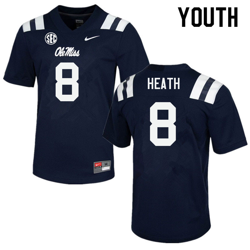 Youth #8 Malik Heath Ole Miss Rebels College Football Jerseys Sale-Navy